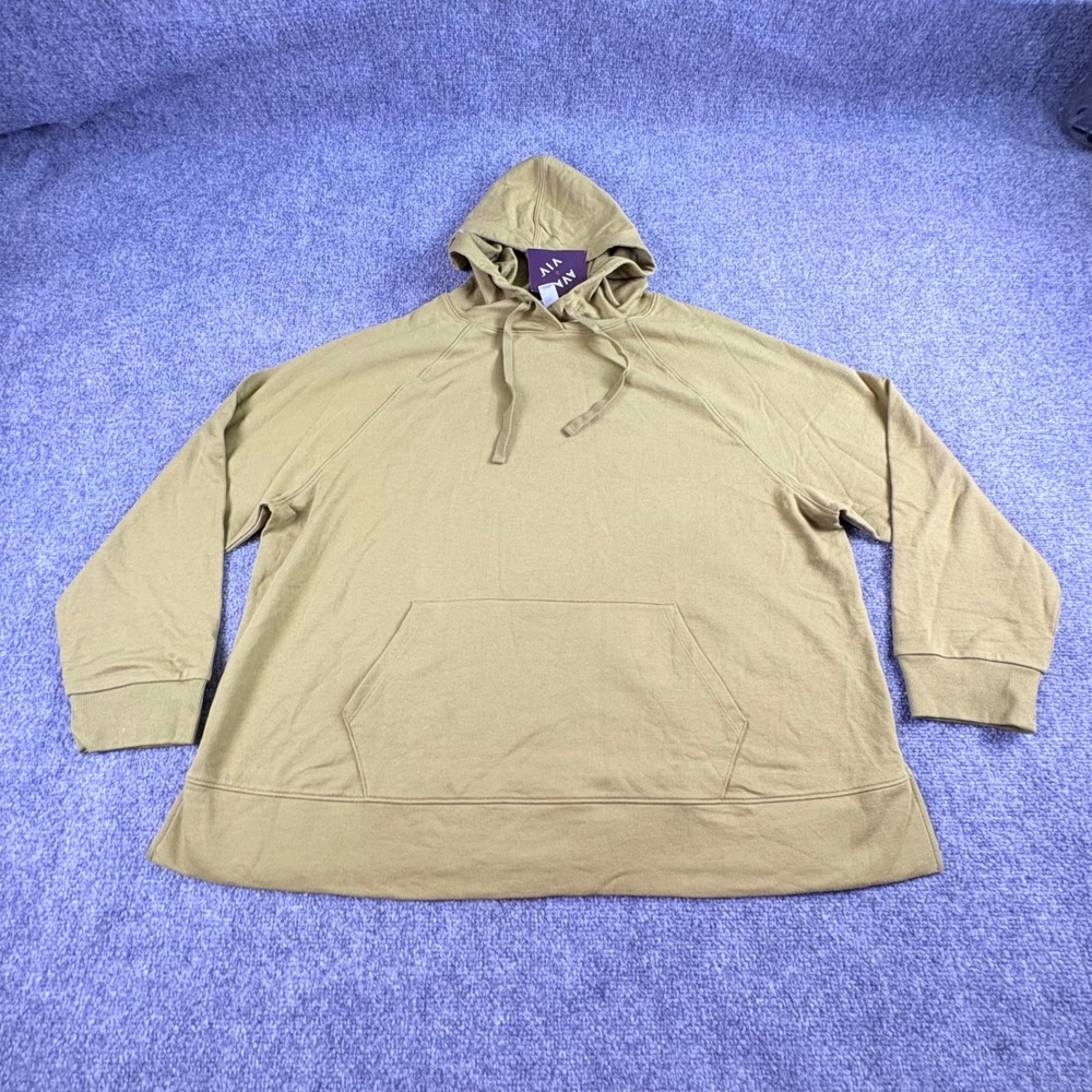 Ava & Viv Hoodie Womens 1X Green Cotton Blend French Terry Pullover